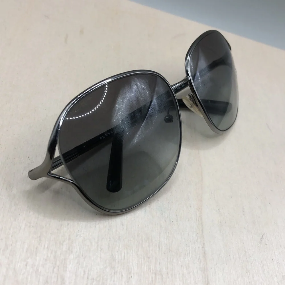 Prada Gunmetal  Metal Frame Gradient Tint Sunglasses - SPR 58M HAS FLAWS READ